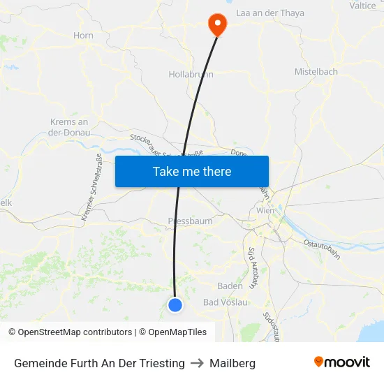 Gemeinde Furth An Der Triesting to Mailberg map