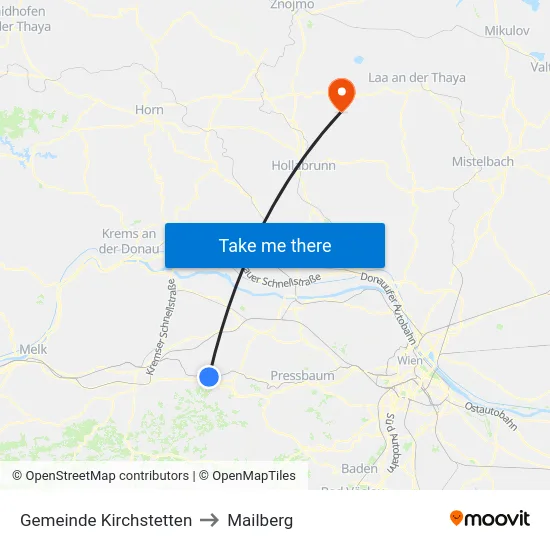 Gemeinde Kirchstetten to Mailberg map