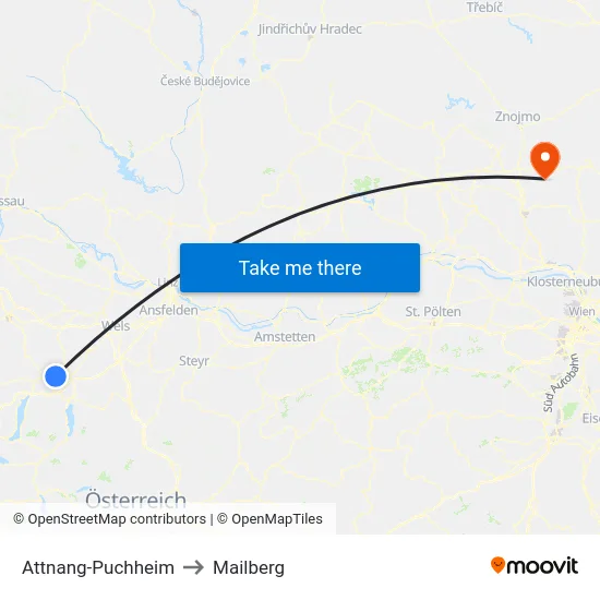 Attnang-Puchheim to Mailberg map