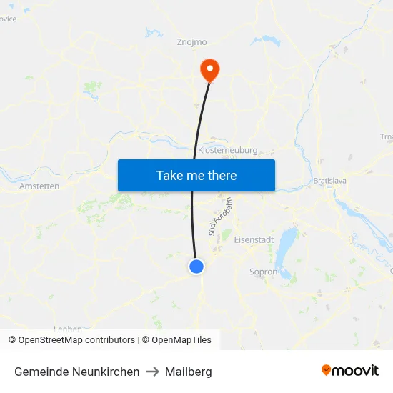 Gemeinde Neunkirchen to Mailberg map