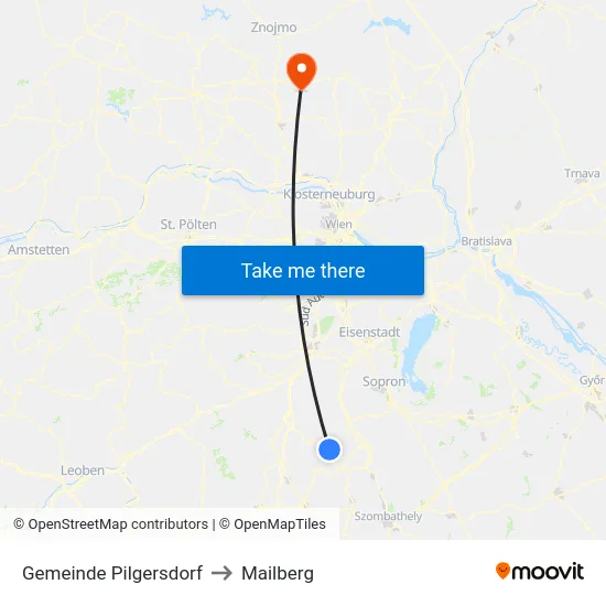 Gemeinde Pilgersdorf to Mailberg map