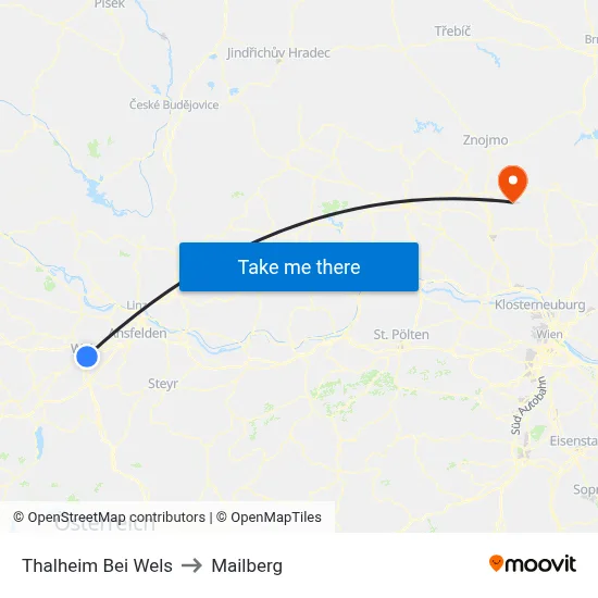 Thalheim Bei Wels to Mailberg map