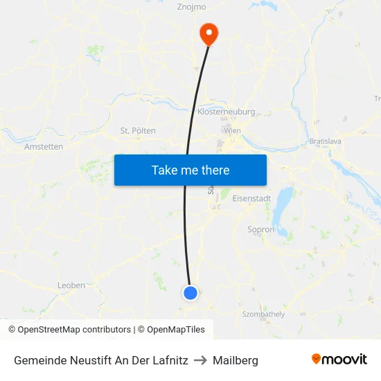 Gemeinde Neustift An Der Lafnitz to Mailberg map