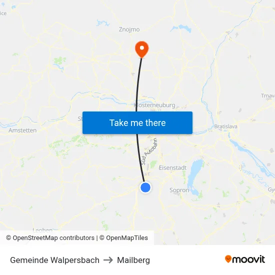 Gemeinde Walpersbach to Mailberg map