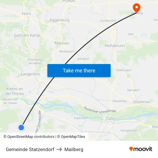 Gemeinde Statzendorf to Mailberg map