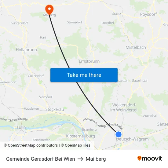 Gemeinde Gerasdorf Bei Wien to Mailberg map