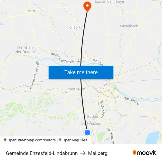 Gemeinde Enzesfeld-Lindabrunn to Mailberg map