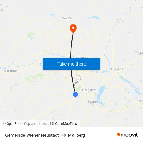 Gemeinde Wiener Neustadt to Mailberg map