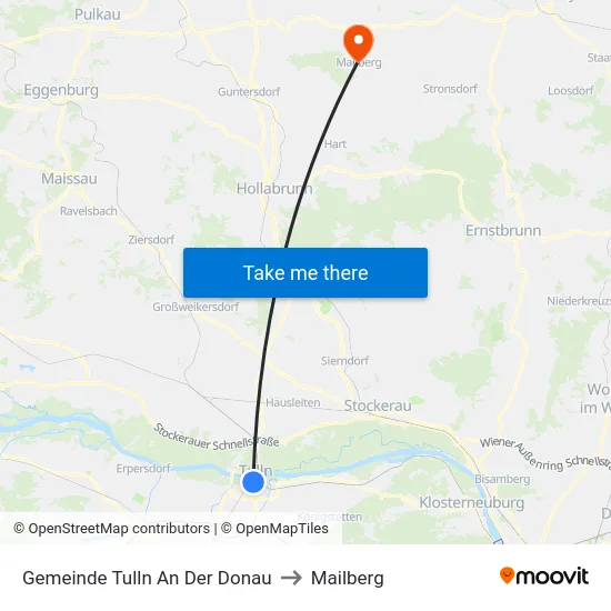 Gemeinde Tulln An Der Donau to Mailberg map