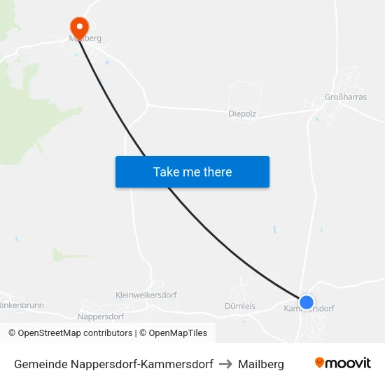 Gemeinde Nappersdorf-Kammersdorf to Mailberg map