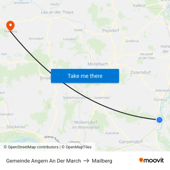 Gemeinde Angern An Der March to Mailberg map