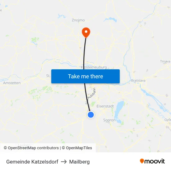 Gemeinde Katzelsdorf to Mailberg map