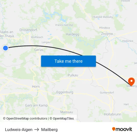 Ludweis-Aigen to Mailberg map