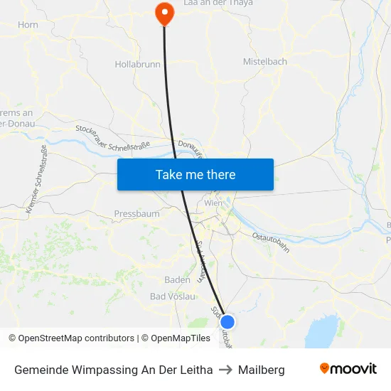 Gemeinde Wimpassing An Der Leitha to Mailberg map