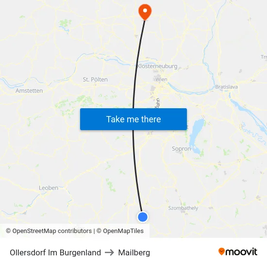 Ollersdorf Im Burgenland to Mailberg map