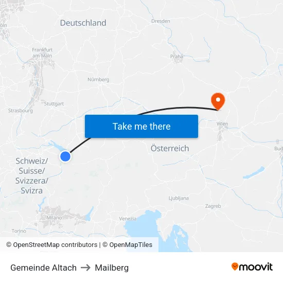 Gemeinde Altach to Mailberg map