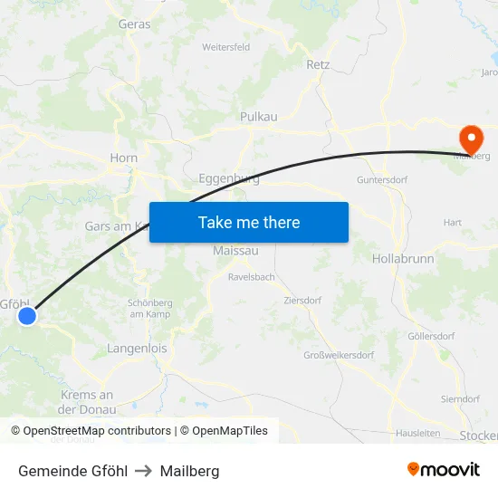 Gemeinde Gföhl to Mailberg map