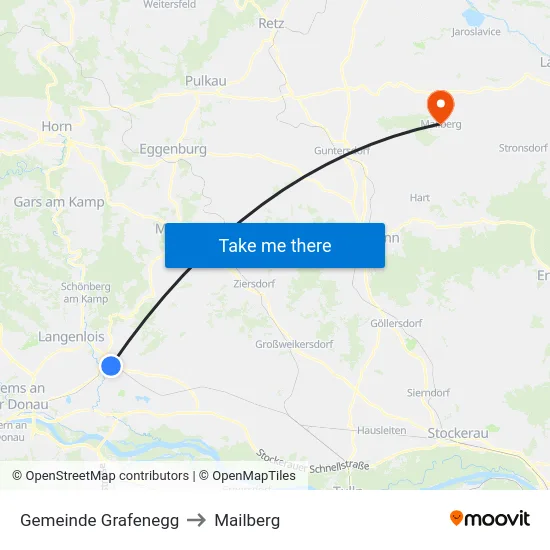 Gemeinde Grafenegg to Mailberg map