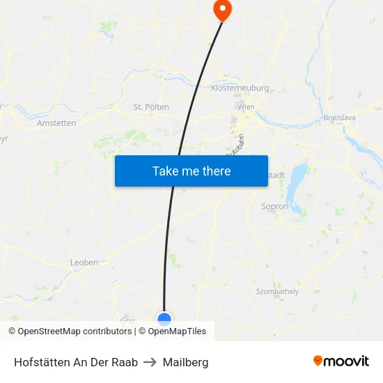 Hofstätten An Der Raab to Mailberg map