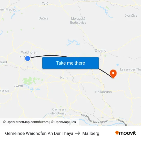 Gemeinde Waidhofen An Der Thaya to Mailberg map