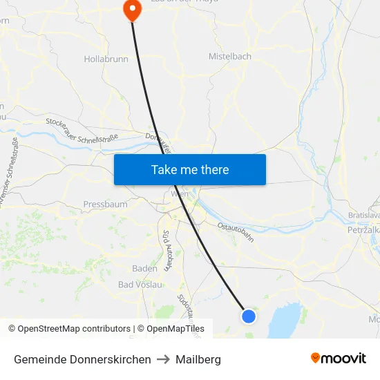 Gemeinde Donnerskirchen to Mailberg map