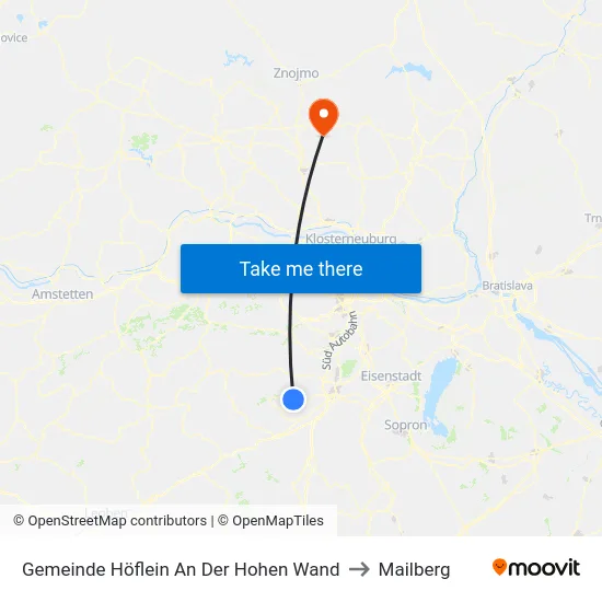 Gemeinde Höflein An Der Hohen Wand to Mailberg map
