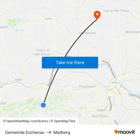 Gemeinde Eschenau to Mailberg map