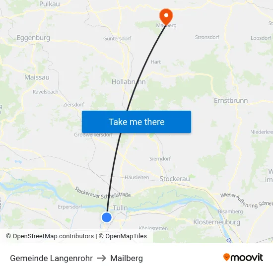 Gemeinde Langenrohr to Mailberg map
