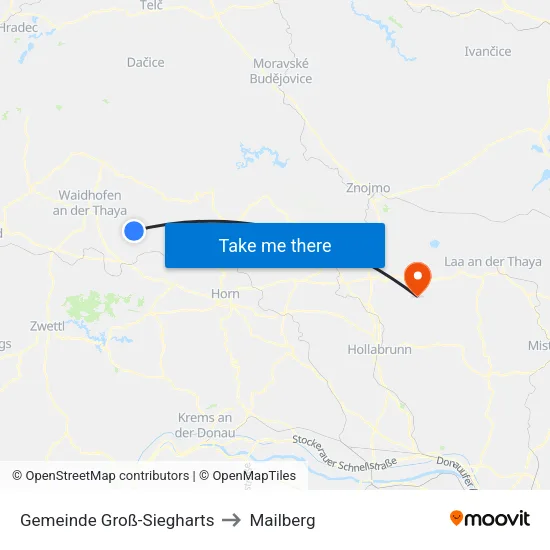Gemeinde Groß-Siegharts to Mailberg map
