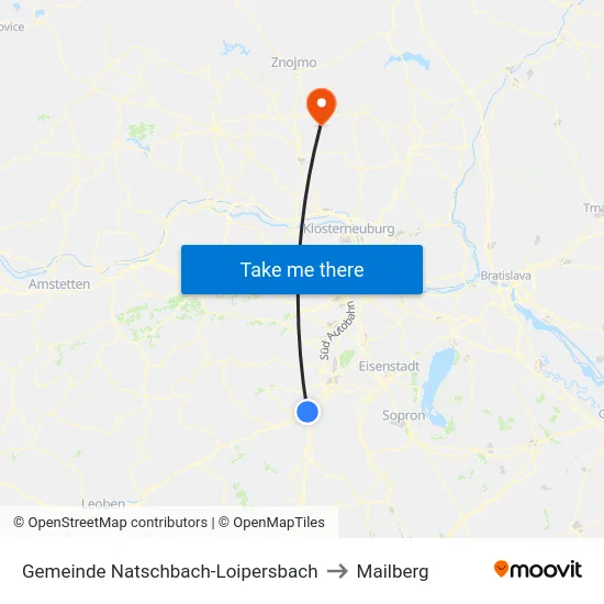 Gemeinde Natschbach-Loipersbach to Mailberg map
