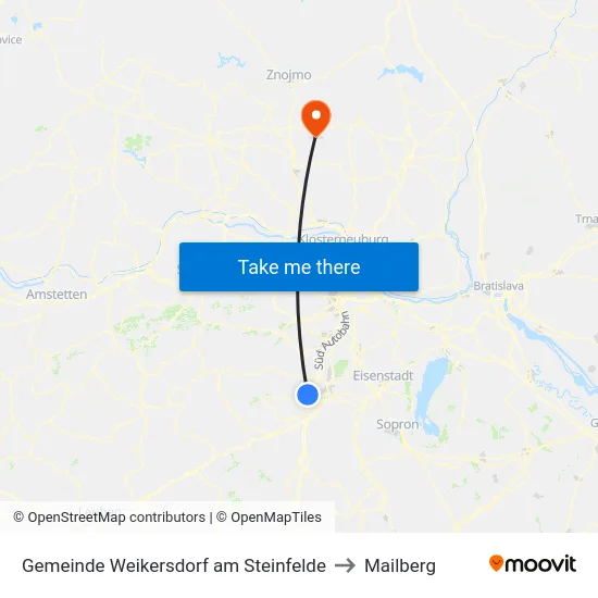 Gemeinde Weikersdorf am Steinfelde to Mailberg map