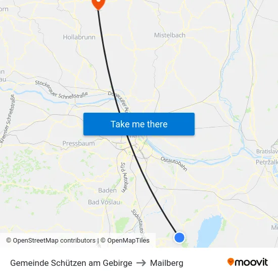 Gemeinde Schützen am Gebirge to Mailberg map