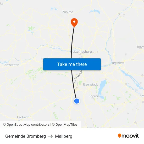 Gemeinde Bromberg to Mailberg map