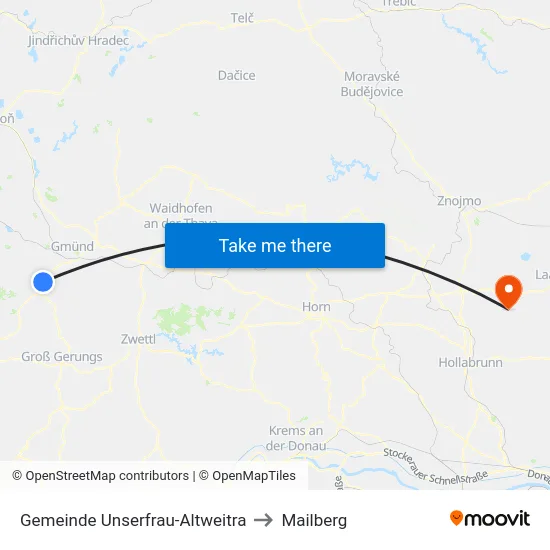 Gemeinde Unserfrau-Altweitra to Mailberg map