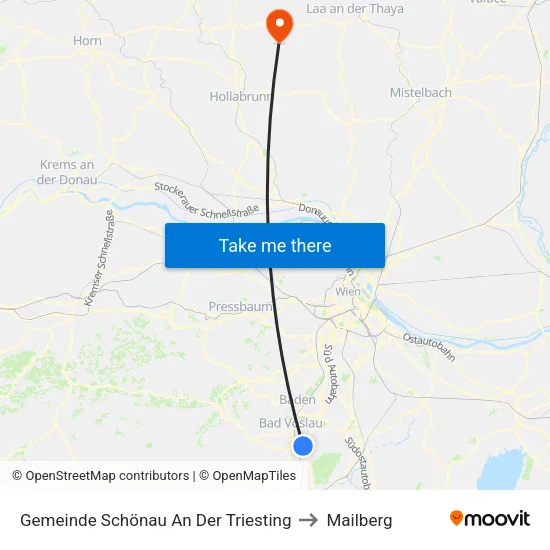 Gemeinde Schönau An Der Triesting to Mailberg map
