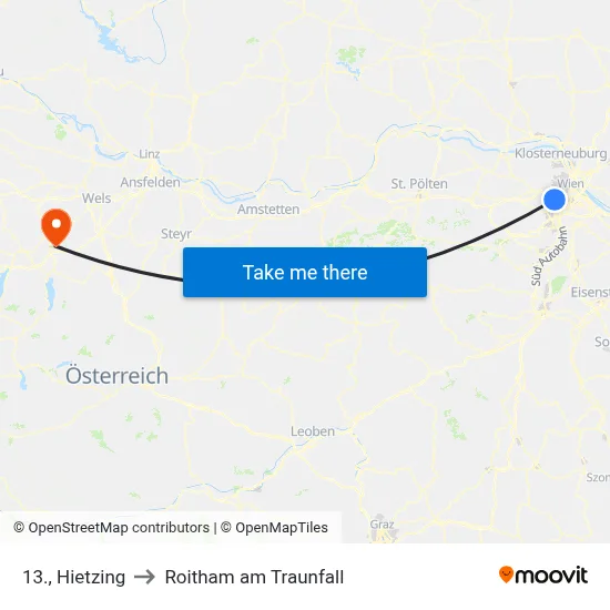 13., Hietzing to Roitham am Traunfall map