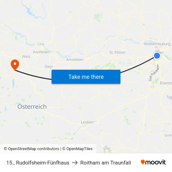 15., Rudolfsheim-Fünfhaus to Roitham am Traunfall map