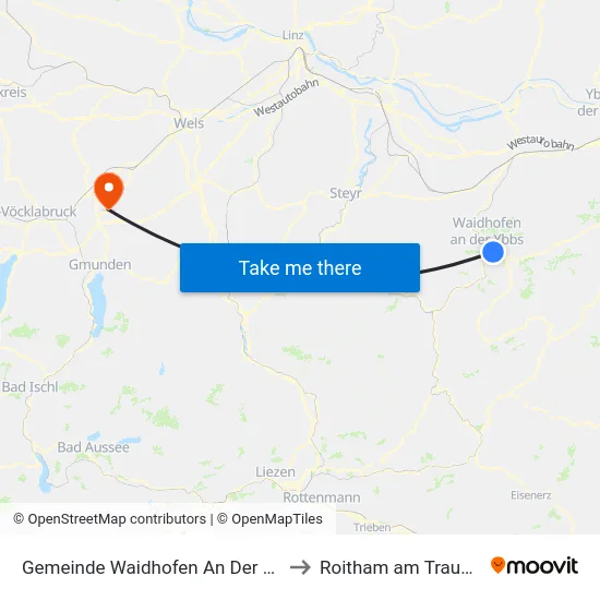 Gemeinde Waidhofen An Der Ybbs to Roitham am Traunfall map