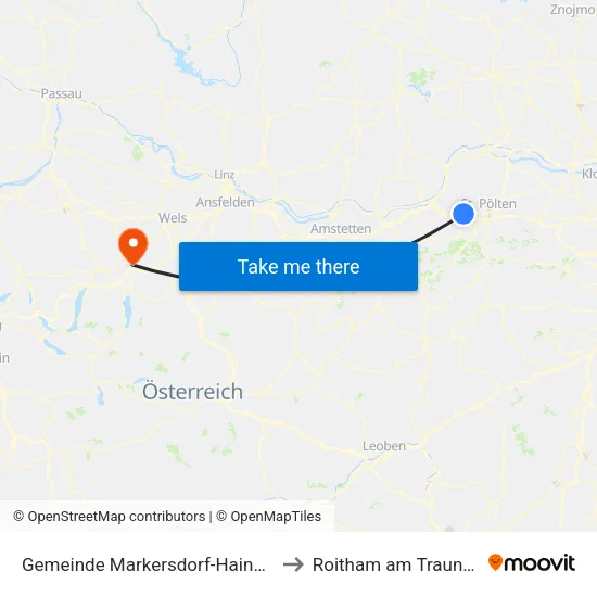 Gemeinde Markersdorf-Haindorf to Roitham am Traunfall map