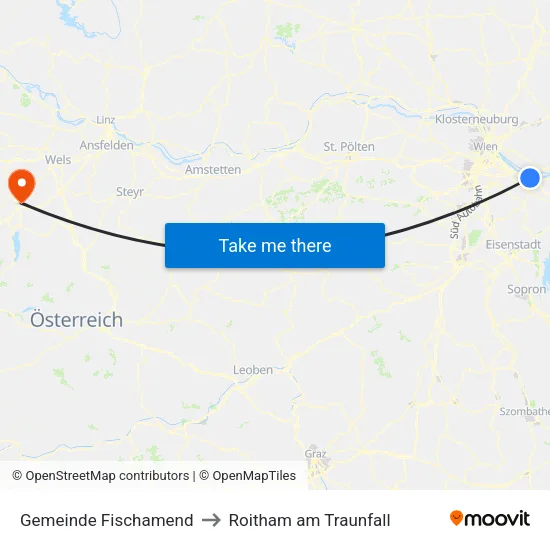 Gemeinde Fischamend to Roitham am Traunfall map