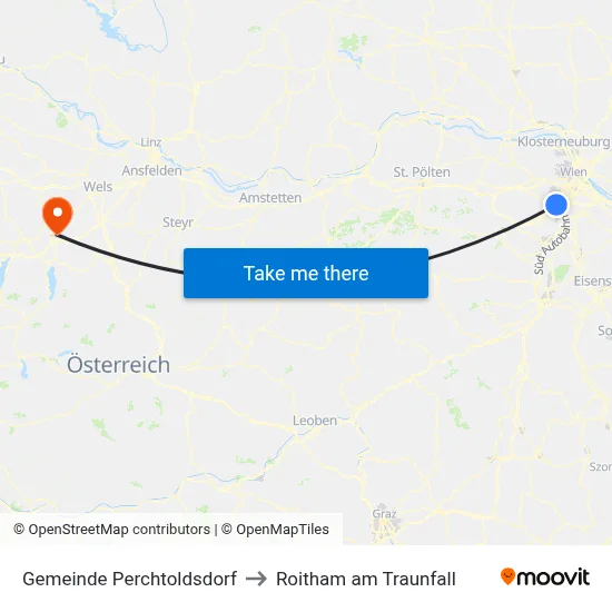 Gemeinde Perchtoldsdorf to Roitham am Traunfall map