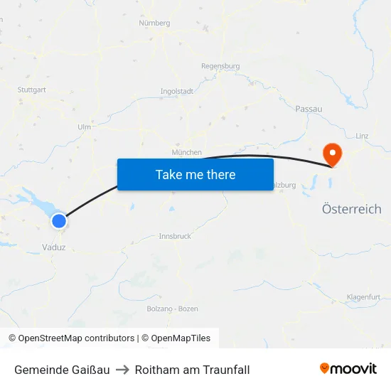 Gemeinde Gaißau to Roitham am Traunfall map