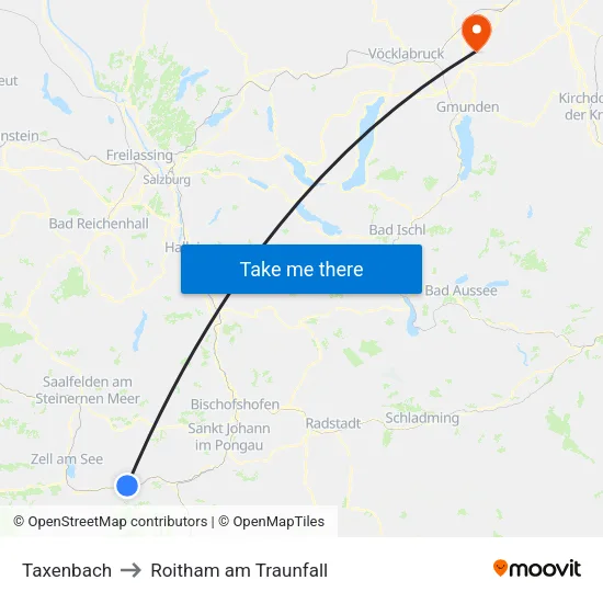 Taxenbach to Roitham am Traunfall map