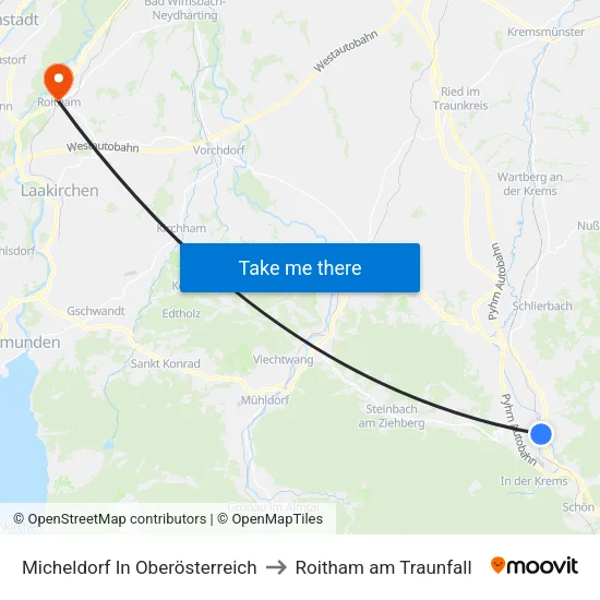 Micheldorf In Oberösterreich to Roitham am Traunfall map