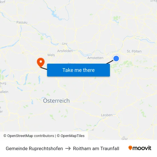 Gemeinde Ruprechtshofen to Roitham am Traunfall map