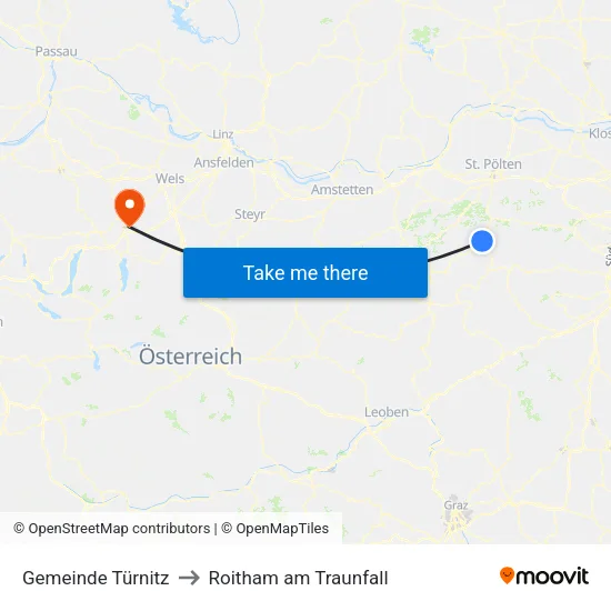 Gemeinde Türnitz to Roitham am Traunfall map