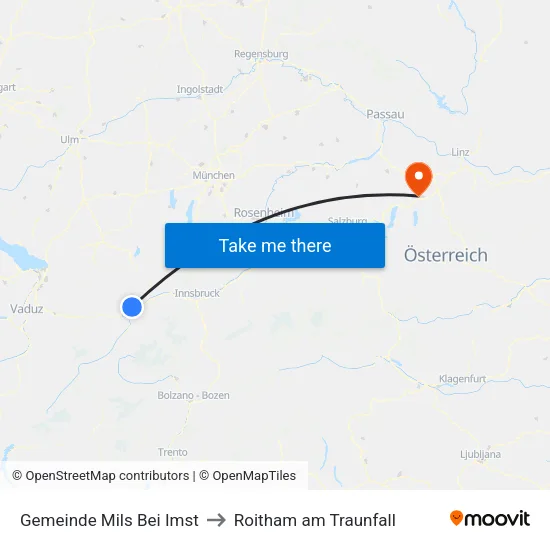 Gemeinde Mils Bei Imst to Roitham am Traunfall map