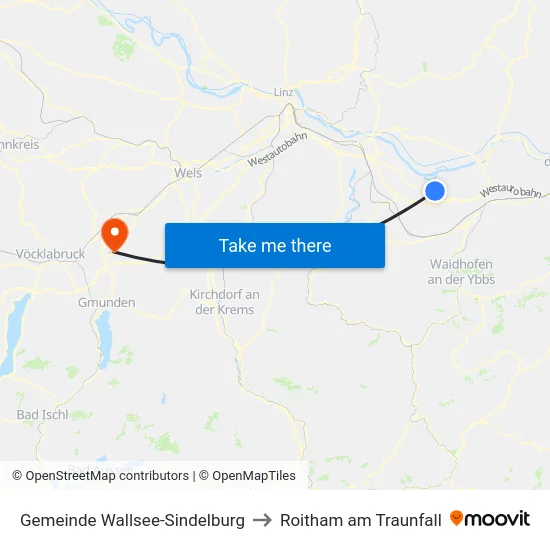 Gemeinde Wallsee-Sindelburg to Roitham am Traunfall map