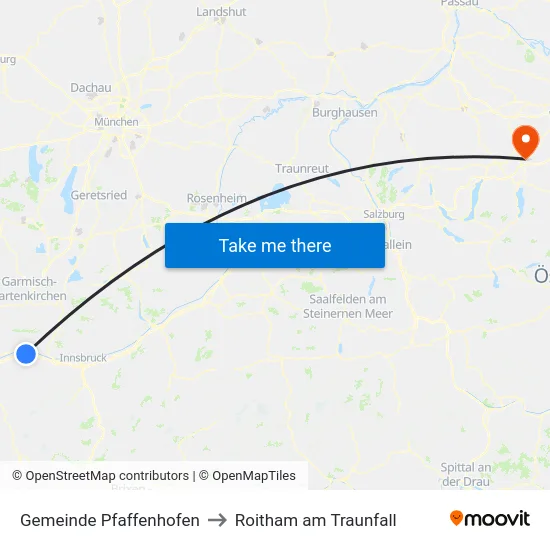Gemeinde Pfaffenhofen to Roitham am Traunfall map