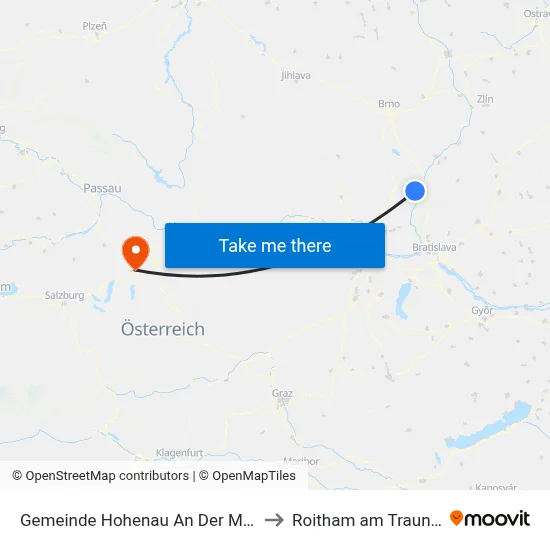 Gemeinde Hohenau An Der March to Roitham am Traunfall map